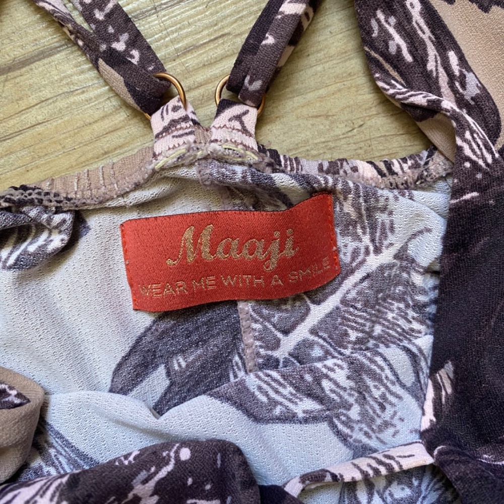 Maaji Strap Back Resort Maxi Dress Beach Bound Print Tropical Cruise - Size S - Picture 4 of 10